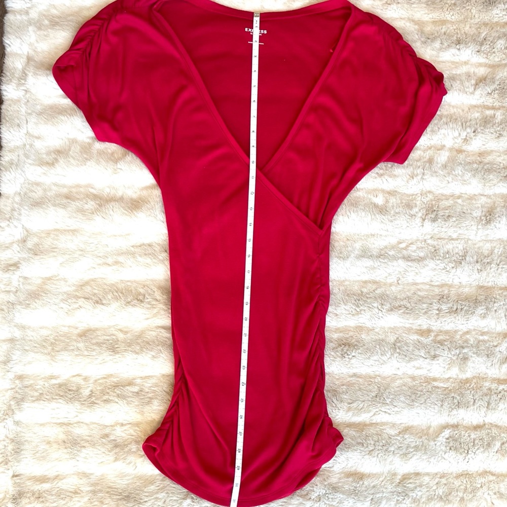 Express Size Small Red Ruched Tunic - Picture 8 of 9